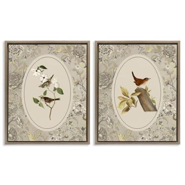 Imagem de Stupell Industries Conjunto de tela flutuante marrom vintage Birds & Toile 2 peças por Radhika Modi, 78 x 63 cm