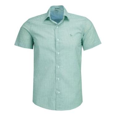 Imagem de Camisa Listrada Social Manga Curta Amil Algodão 1910, Verde, 4