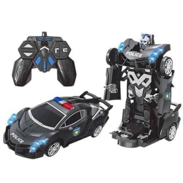 Imagem de Carrinho de Controle Remoto 2 em 1 Polícia Transformers Robô com Som e