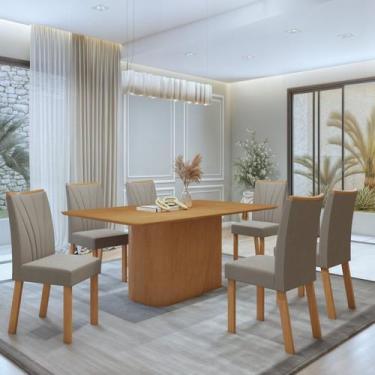 Imagem de Conjunto Sala de Jantar 6 Lugares Retangular Tampo MDF No Glass Mesa L