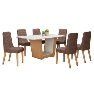 Imagem de Conjunto Sala de Jantar 6 Lugares Retangular Tampo MDF Mesa Apogeu com