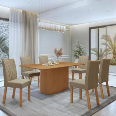 Imagem de Conjunto Sala de Jantar 6 Lugares Retangular Tampo MDF No Glass Mesa L