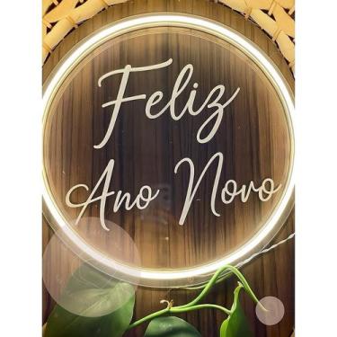 Imagem de Placa de Acrílico com LED Neon Bivolt  Feliz Natal e Feliz Ano Novo  D