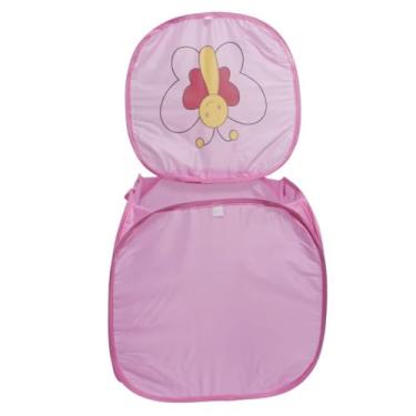Imagem de Cesto Organizador de Brinquedos Roupas Objetos Dobrável com Tampa (Rosa)