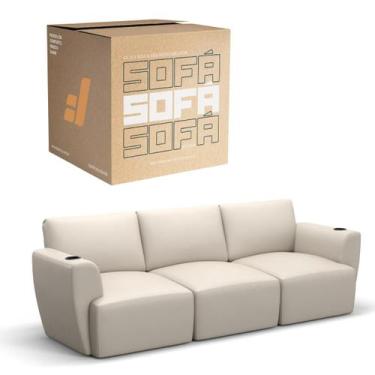 Imagem de Sofá 3 Lugares Sala De Estar em Couro Bovino Modular Damie Na Caixa, O