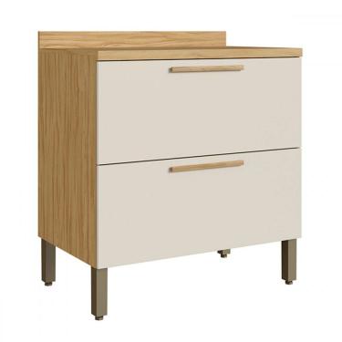 Imagem de Balcão de Cozinha 80 Cm Riesling 1 Gaveta 1 Porta 100% Mdf Amêndoa/Off White - Rio Doce