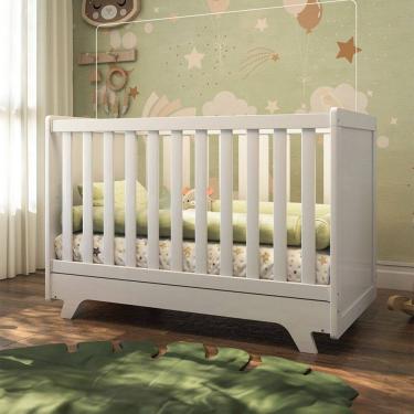 Imagem de Berço Americano 2 em 1 Retrô 100% Mdf Branco Brilho - Móveis Peroba