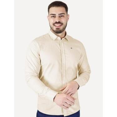 Imagem de Camisa Tommy Jeans Masculina Slim Original Stretch Areia-Masculino
