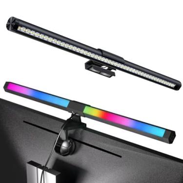 Imagem de Barra de luz para monitor RGB,15 modos luz de fundo regulável,brilho ajustável de 3 temperaturas de cor,Iluminação de proteção ocular em ângulo de 45°, muito adequada para escritórios e jogos.