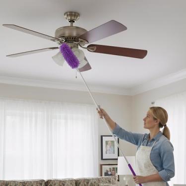 Imagem de Espanador para limpeza de mão espanador suprimentos de limpeza para teto de móveis de janela de carro de escritório (roxo, 300 cm)