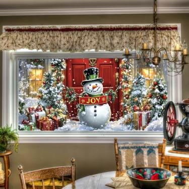 Imagem de HOMETITUTE Película para janela de Natal, boneco de neve, alegria, porta vermelha, adesivo de vidro decorativo festivo para janela de privacidade, adesivos para casa, sala de estar, quarto, escritório