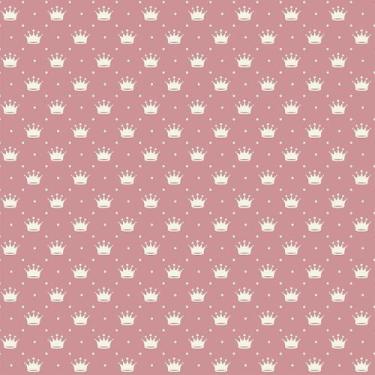 Imagem de Tecido Tricoline Mini Coroas Bege Fundo Rosa Chá - Peripan - 50 cm x 1