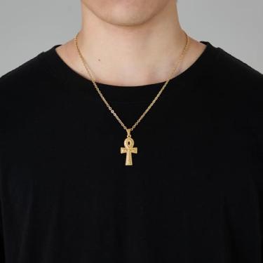 Imagem de Colares de cruz masculinos com pingente de cruz de aço inoxidável, acessórios religiosos, joias religiosas, One Size, Aço inoxidável, Sem Pedra Preciosa