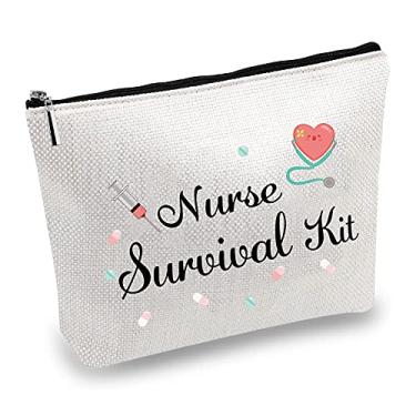 Imagem de Kit de sobrevivência de enfermeira bolsa de maquiagem multiuso bolsa de lona para caneta de higiene pessoal bolsa de viagem engraçada com zíper material escolar presentes lona para estudantes de