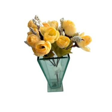 Imagem de Buquê de Mini Tulipa Artificial com 5 Galhos e 15 Flores – Decoração de Casamento, Casa e Festas(Amarelo Outonado)