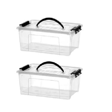 Imagem de Kit com 2 Caixas Organizadoras Container 7,3 Litros com Tampa – Plástico Resistente Multiuso para Roupas, Brinquedos e Alimentos