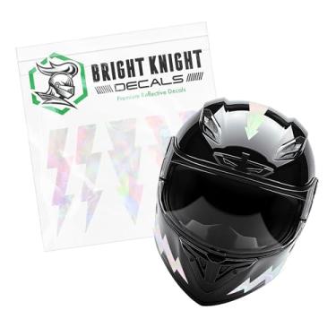 Imagem de Adesivos de Relâmpago Refletivo Bright Knight (holográfico, pacote com 1) - Adesivos de capacete retrorrefletivos premium 3M para bicicletas, motocicletas, laptops e mais - Decalques de relâmpago para