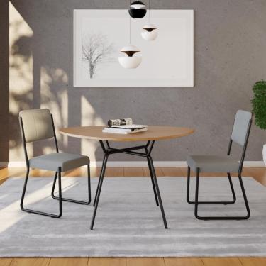 Imagem de Mesa De Jantar Orgânica Soho 120cm Off White - Est.preta