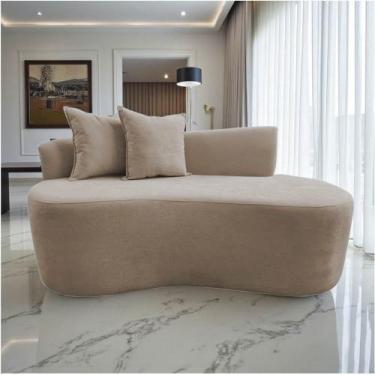 Imagem de Namoradeira Sofá Feijão Hana Orgânica Veludo Bege - Mazzero Decor