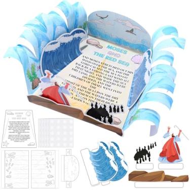 Imagem de Tenceur 25 Sets Moses Parting The Red Sea Printable Bible Craft Sunday School Lesson Church Exodus Old Testament Coloring Activity School DIY Bible Crafts Faith Gifts Vbs Classroom Gift