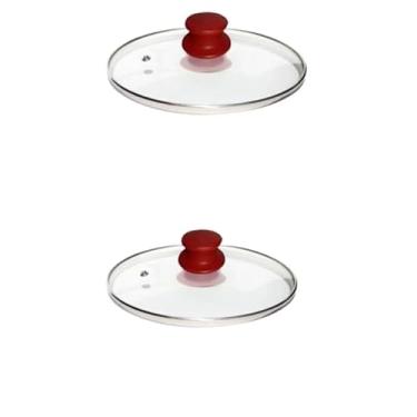 Imagem de TAMPA DE VIDRO TEMPERADO AVULSA 10 12 14 16 18 20 22 24 26 28 30CM -PARA JOGO DE PANELA E FRIGIDEIRA- VERMELHO(Kit 2x24)