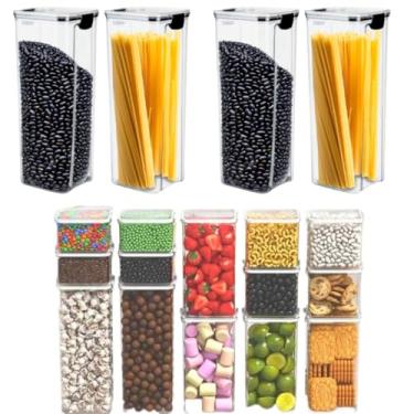 Imagem de Porta Mantimentos, Kit Completo Cozinha Potes Herméticos Empilháveis Trava Segurança Reforçada 100% Vedado(C - 4 POTES 2,2 LITROS)