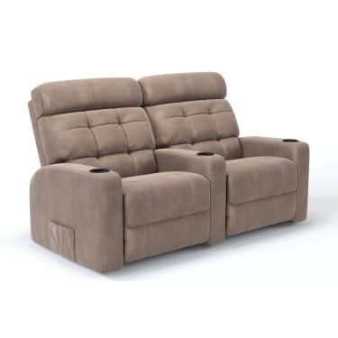 Imagem de Sofá 2 Lugares Reclinável Manual Linha Cinema Em Tecido Suede