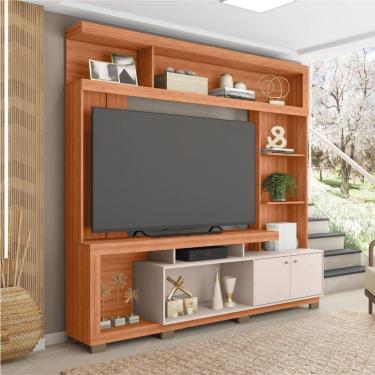 Imagem de Estante Home Theater Para TV Até 70 Polegadas 2,10m Atlanta Madeirado/Off White