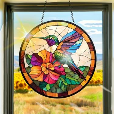 Imagem de Acrílico colorido, apanhador de sol, decoração de janela suspensa de pássaros, arte de parede de arco-íris, para sala de estar, quarto, varanda, interior e exterior, jardim, enfeites de Natal 19 x 19