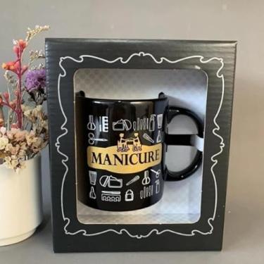 Imagem de Caneca Profissão Manicure Caixa Presente Preta 320ml