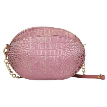 Imagem de Anuschka Bolsa tiracolo 7608, bolsa feminina de couro pintada à mão, crocodilo em relevo dourado