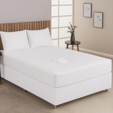 Imagem de Capa Para Colchão Protetor Impermeavel Silencioso Matelado Antibacteriano Antialérgico Varios Tamanhos Casal Padrão Queen King Size Solteiro (Branco, Queen)