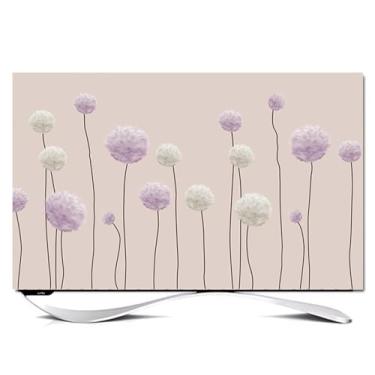Imagem de Capa de TV de tecido macio 32-80 polegadas interior elástico capa protetora de tela artística montada na parede protetor à prova de poeira para TVs de tela plana LED/LCD e monitores de PC - flor 3||45
