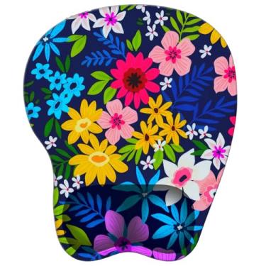 Imagem de Tapete de mouse com suporte de pulso antiderrapante de borracha para descanso de pulso mousepad 23 x 20 cm pequeno tapete de mouse para trabalho e jogos (M-linda flor)
