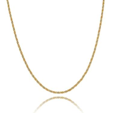 Imagem de Corrente Feminina Corda 3 cores 45cm Ouro 18k 750 Amarelo
