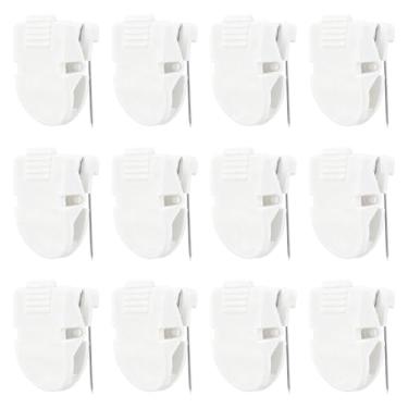 Imagem de Mabor 12 peças de clipes de cubo para paredes de tecido, ganchos de plástico para painel de tecido, clipes de parede para pendurar fotos, notas, memos, cabos de dados, branco