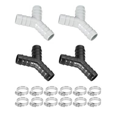 Imagem de PATIKIL Divisor de mangueira para máquina de lavar roupa, redutor tipo Y, 4 peças, adaptador de mangueira de dreno de máquina de lavar louça, conector de tubo dividido de três vias com 12 braçadeiras