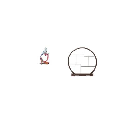 Imagem de Fenteer Escultura Ornamental Abstrata em Resina, Representando Um Pensador, para Gaveta de Quarto, Escritório, Loja Ou Estante, com Suporte de Madeira para Ex