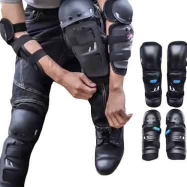 Imagem de Kit de Proteção para Moto e Bike, Joelheira e Cotoveleira Articulada para Trilha, Equipamento de Segurança