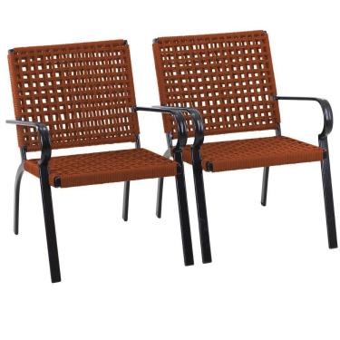 Imagem de 2 Poltrona Alumínio Corda Náutica Porto Rico Trama Original Terra Cota