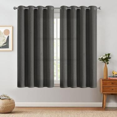 Imagem de Cortina Jinchan 132x160cm com isolamento térmico de linho cinza