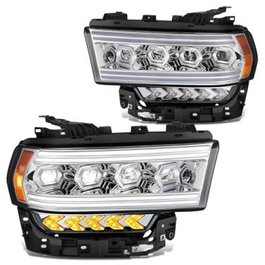 Imagem de DNA MOTORING Faróis cromados para projetor de seta âmbar com LED duplo DRL compatível com Ram 2500/3500/4500/5500 2019-2024, CH2502338, CH2503338, 68406277AD, 68406276AE, HL-HAY-077-CH