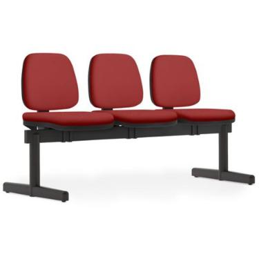 Imagem de Cadeira Longarina 3 Lugares Recepção Sala de Espera Work F02 Sintético Vermelho - Lyam Decor