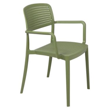 Imagem de Cadeira Tramontina Serena Em Polipropileno Verde Oliva Com Braços Tramontina