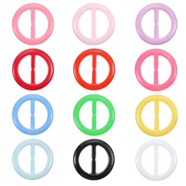 Imagem de 12 peças cores cachecol de seda redondo clipe de anel estilo arco-íris anéis de resina cachecóis fecho fivela de cintura anos 80 festa moda círculo camiseta clipes de gravatas para camisa feminina