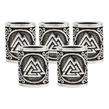 Imagem de barenx Pacote com 5 pingentes de contas de cabelo nórdico norueguês com pingente de runa viking