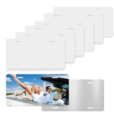 Imagem de Quivoraxify Pacote com 6 placas de licença de sublimação placa de licença de metal alumínio etiqueta, folha de transferência térmica de calor personalizada DIY imagem sublimação em branco para