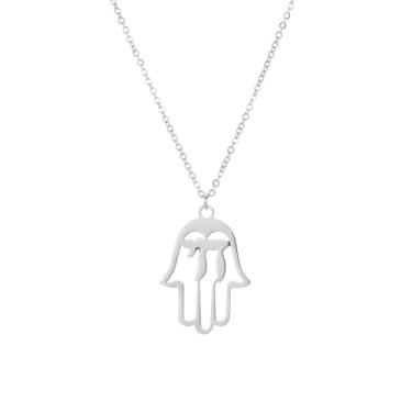 Imagem de JunRover Joias judaicas de aço inoxidável – Pingente de estrela de Davi, mão Hamsa, menorá/mapa de Israel – Colar de Israel para mulheres e homens – Presentes religiosos para Hanukkah, Bar Mitzvah