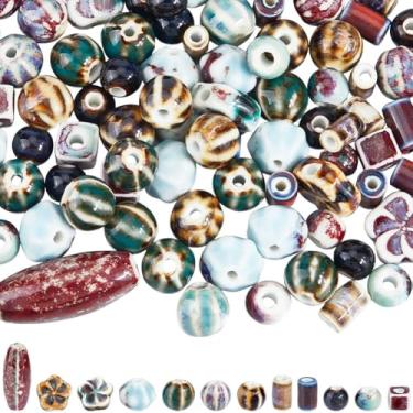 Imagem de SUNNYCLUE 1 caixa, 12 estilos, 120 peças de contas de porcelana sortidas, contas de cerâmica vintage, volumoso, exclusivo, flores antigas, orifício grande, abaco, quadrado, espaçador solto para fazer