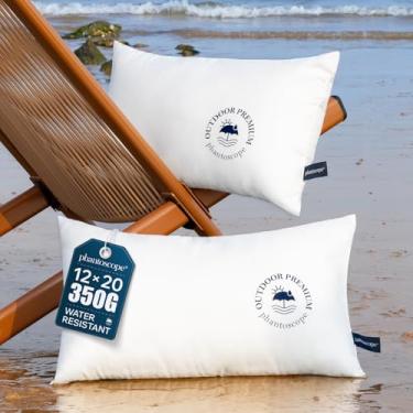 Imagem de Phantoscope Inserção de almofada externa - Conjunto de 2 peças com estampa de logotipo tecido, enchimento decorativo impermeável, enchimento de almofada de sofá 30,5 x 50,8 cm
